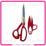 قیچی خیاطی پین سایز 8 قرمز دسته فلزی به همراه سرنخ زن